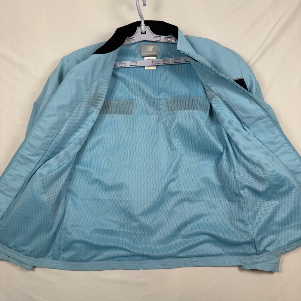 New Balance Mens Light Blue Full Zip Mesh Lined Windbreaker Jacket Medium - Picture 3 of 8